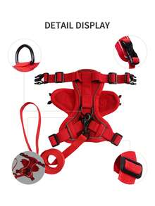 2pcs Set, Adjustable Pet Harness + Leash, Escape-Proof Design, Soft Comfortable Breathable Fabric, Reflective For Night, Suitable For Cats And Small Dogs - Multicolor - View 10