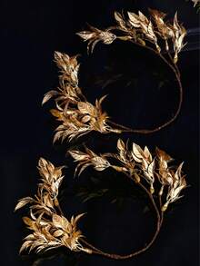 羅馬風金色月桂花冠髮箍，復古金屬色新娘髮飾，適用於舞會、派對、畢業典禮、晚宴、拍照與慶祝場合 - 金色 - 查看 14
