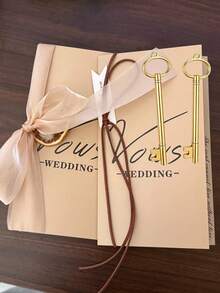 2pcs Minimalist Wedding Vow Books - Elegant Handwritten Couple Keepsake, Small Batch Ceremony Cards With Blank Pages, Bohemian Style Groom & Bride Vows - Oath Card - View 2