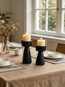 1pc Geometric Candle Holder, Modern Minimalist Design, Perfect For Home Tabletop Decor - Black - View 4