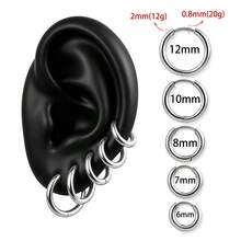 2Pcs ASTM F136 Titanium 20G Earrings Piercing Ear Cartilage Daith Helix Simple Thin Circle Ear Buckle Body Jewelry - 1805 - View 3