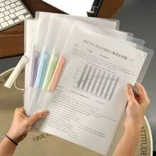 5組透明A4尺寸側開旋轉文件夾，防水防塵，適用於學校文件、辦公文件、美術紙、學校用品，簡約文件夾，履歷夾，大容量辦公用品，桌面收納，文件整理，辦公用品，桌面配件，教師教學用品，返校季，學習用品，貼紙簿，收納，文具，教師教室必需品 - 彩色 - 查看 9