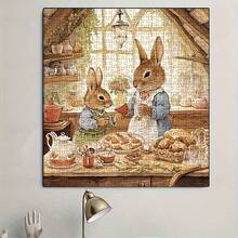 500 Pieces Adult Mini Jigsaw Puzzle Boxed - This Precision-Cut Puzzle, Themed With A Cozy Rabbit Home Tea Party, Is Made Of Scratch-Resistant Material Suitable For Adult Challenges. The High-Difficulty Design Exercises The Brain, Making It A Great Family Entertainment Item, DIY Home Decor, Or Art Collectible. Perfect As A Halloween Or Christmas Gift, Adding Fun And Artistic Flair To Life. - Multicolor - View 5