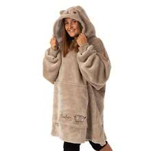 Pusheen Womens/Ladies Embroidered Hoodie Blanket - Brown - View 3