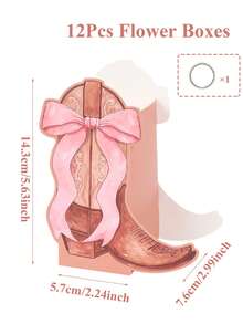 12pcs Pink Bow Denim Boots Flower Box, Wild West & Cowboy Birthday, Country Western Party Candy & Bouquet Holder Paper Box, Elegant Floral Centerpiece Decoration, Wedding Table Decor, Birthday Gift Box, Bachelorette Party Decor, Baby Shower Supplies, Gender Reveal Party Supplies, Girls Birthday DIY Party Gift Box, Bridal Shower, Baby Shower, Wedding Decor - Pink Shoes - View 6