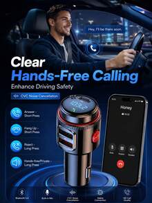 XF.Meraki Car FM Transmitter, Bluetooth 5.4, Wireless Audio And Hands-Free Calling, For Car Stereo Systems - A - View 3