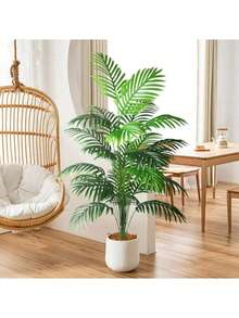 1/3/60pcs Artificial Palm Tree In Sturdy Plastic Pot, Large Fake Tropical Palm Plant For Indoor/Outdoor Office Building Living Room Home Decor - Green - View 6