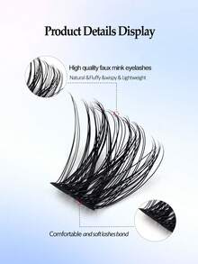 Asiteo 120pcs D-Curl Natural Look False Eyelashes, Soft Fluffy Lightweight Faux Mink Eyelashes, DIY Eyelash Extension, Eyelash Clusters, Individual False Eyelashes - Black - View 4
