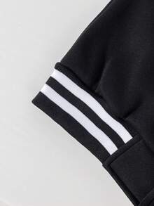 1pc Tween Boys Outdoor Sports Street Casual Daily Commute Minimalist College Style Creative Number & Letter Print Loose Baseball Jacket - Black - View 4