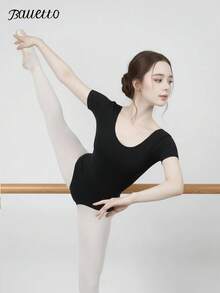 balletto 成人女款短袖芭蕾舞服 黑色體操連身衣 練習服 專業舞蹈服裝 運動秋季款 - 黑色 - 查看 5