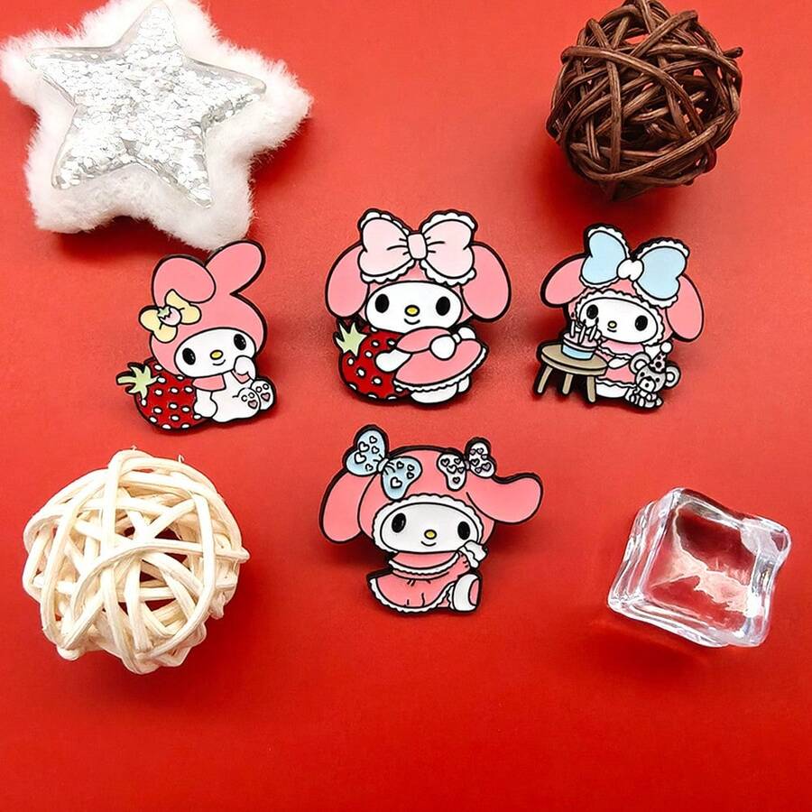 1個可愛卡通金屬徽章 胸針 軟萌甜美貓咪合金包包配件別針 - 彩色 - 查看 1