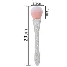 1pc Professional Rhinestone Handle Makeup Brush, Large Fluffy Synthetic Fiber Face Brush, Suitable For Foundation, Blush, Highlighter, Setting Powder, Soft Blending, Portable Makeup Tool, Suitable For Home And Travel Use - Multicolor - View 6
