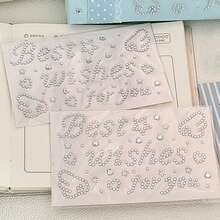 [Back To School]8pcs/6pcs/5pcs/4PCS/3PCS/2pcs/1PC Silver Bling Rhinestone Stickers, Self-Adhesive Crystal Gem Stickers With Heart, Star & Bow Shapes, Aesthetic Stickers For Scrapbooking, Journaling, Phone Cases, Nail Art & Party Decor, Multi-Sheet Pack - Silver - View 24