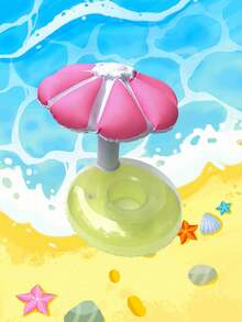 1pc Dual-Color Mushroom Shaped Floating Cup Holder, PVC Inflatable Water Floating Beverage Cup Pad, Suitable For Pool, Lake, Boat, Beach Party, Can Hold Cans, Bottled Drinks Or Coffee Mugs, Fun Pool Accessory - Mushroom Umbrella - View 2