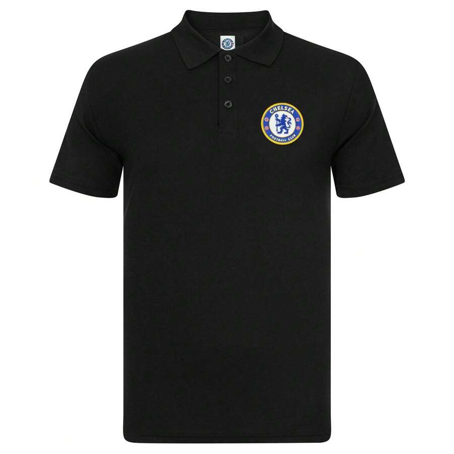 Chelsea FC Mens Crest Polo Shirt - 黑色 - 查看 1