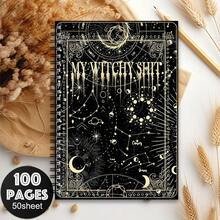 1本美學魔法女巫螺旋筆記本旅行日誌，星空與月亮主題，學校與辦公用品，宇宙日記計畫本，巫術筆記本，適合送給朋友與姊妹的個人儲存禮物，適用於萬聖節學校用品 - I - 查看 4