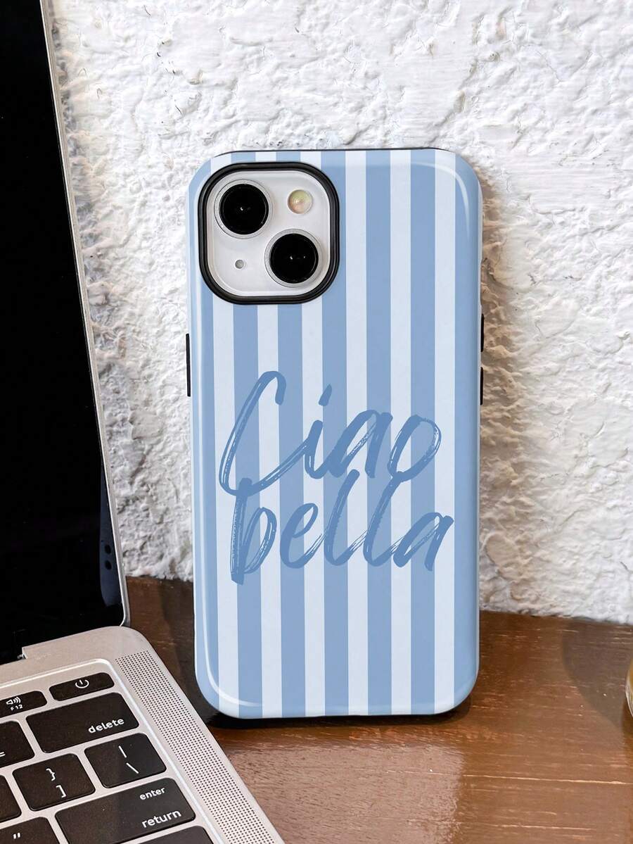 1 buah Casing Ponsel Keras Minimalis Artistik dengan Pola Garis Warna-warni Mengkilap 2-in-1, Pelindung Layar Penuh, Kompatibel dengan / 11/12/13/14/15/16/17 Pro Max - MultiWarna - View 1