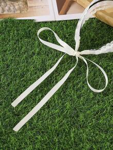 1pc Daily Casual Gentle Minimalist White Hollow Flower Mesh Wide Headband Hairband - White - View 4