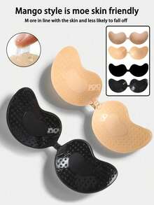 2pcs Black & Nude Strapless Backless Silicone Adhesive Bra Cups, Invisible Sticky Lift Bra Pads For Wedding, Formal & Backless Dresses - Multicolor - View 2