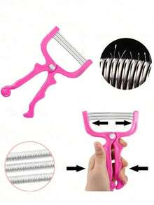 1pc Stainless Steel Facial Hair Remover, Face, Arm, Leg Body Hair Trimmer, Makeup Hair Removal Tool - Multicolor - View 2