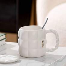 1pc Classic Plaid Pattern Ceramic Coffee Mug, Suitable For Cafe, Kitchen Or Home Use, Ideal For Birthday Gift And Photo Prop - Multicolor - View 5
