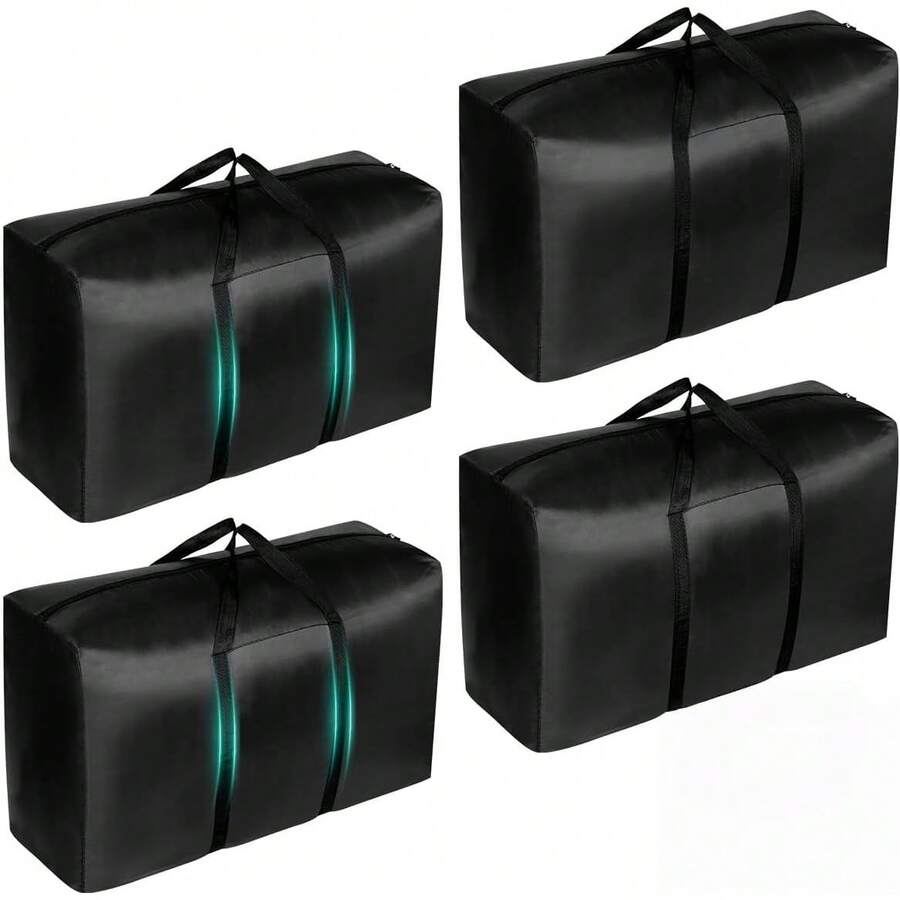 Bolsa de Almacenamiento 4Unidad,Bolsas de Mudanza Grandes,Bolsa de almacenamiento resistente,Perfecto para guardar ropa, juguetes, edredones y sábanas,ahorrador de espacio(negro) - Negro - Ver 1