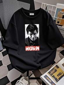 T-shirt pour femmes avec imprimé "Norman Bates 'Norm' Psycho Effrayant Horreur Culte" en noir, disponible en manches longues ou courtes. - Noir - Voir 2
