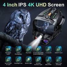 Night Vision Goggles, Night Vision Binoculars For Adults 10X Digital Zoom 7X Infrared Binoculars Photos And Videos, Ideal For Outdoor Camping And Wildlife Observation - C - View 10
