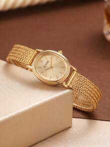 JUSMI Women's Fashion Creative Multifunctional Compact Quartz Watch, Suitable For Daily Wear, Birthday Gift, Back To School, Thanksgiving, Romantic Occasions - Gold - View 6