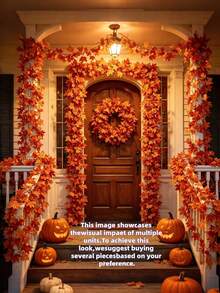 6/12pcs Artificial Fall Maple Leaf Garland,Vine Hanging Decor For Thanksgiving,Halloween,Boho Rustic Wall Decor,Autumn Home Decor,Wedding,Party Room ,Bedroom Decoration(Selecting The Accessory For Individual Does Not Include The Main Product) - Multicolor - View 5