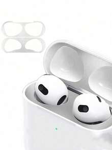 1/2/3/4/5 Stück Metall-Staubschutz-Aufkleber Schutzhülle, mit Verpackung, kompatibel mit AirpodsPro 2 1 AirPods3/4/Pro3 - Silber - Übersicht 2