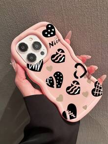 1pc Y2K Hollow Heart Pattern Macaron Dopamine Color Soft TPU Wavy Edge Phone Case Compatible With Galaxy A03 A04 A05 A06 A11 A12 A13 A14 A15 A16 A20S A21S A22 A23 A24 A25 A26 A31 A32 A33 A34 A35 A36 A50 A51 A52 A53A54 A55 A56 A73 S20FE S21FE S22 S22U S23 S23+ S23U S233FE S24 S24+ S24U S25 S25+ S25U/ Note 11 Note 12 Note 13 Note 14 /Samrt/Honor/Y7 Y9/Ealme C53 C55 - Pink - View 2