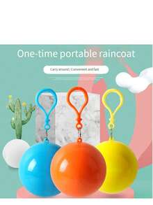 3/2/1pc Random Color Disposable Raincoat Keychain, Portable Emergency Raincoat, Suitable For Hiking And Camping, Unisex Plastic Rain Gear, Compressed Thickened Waterproof Spherical Raincoat, Convenient For Outdoor Travel, Sports, Fishing - Multicolored. - View 9
