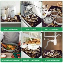 1pc Diatomaceous Earth Drying Mat, Non-Slip Heat-Resistant Absorbent Mat, Suitable For Kitchen Countertop, Coffee Machine, Tableware, Home Cafe Bar Party Decoration Placemat Gift - Multicolor - View 7