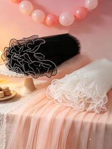 1pc Exquisite Pearl Wave Tulle Fabric, Soft Atmosphere, Lightweight Flowy Lace Mesh, Handmade DIY Hair Accessories, Headwear, Clothing Accessories, Versatile Decorative Styling Fabric - Multicolor - View 10