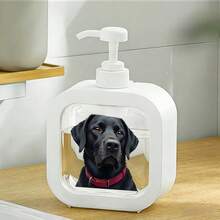 1pc Home Bathroom Dispenser, Black Labrador Design Soap Lotion Pump Bottle, Manual Pump Refillable Bottle, Durable Plastic Material, Reusable Container, Sturdy And Portable, Suitable For Bathroom, Kitchen, Sink, Toilet - Multicolor - View 5