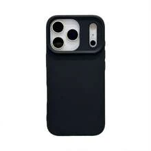 溝槽按鈕設計 高品質液態矽膠手機殼 適用於 17 AIR 16 15 14 13 12 11 Pro Max 柔軟蠟質觸感 親膚舒適 - 黑色 - 查看 3