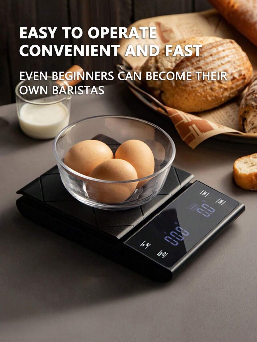 [Hot ] Smart Timer Coffee Scale (1pc), High Precision Food Scale, Italian Handheld Scale With Timer And Weighing Function, Precise Baking Tool Kitchen Scale, Designer Style, Bottom With Non-Slip Silicone Pad, Battery Not Included - Kitchen scales - View 1
