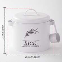 Vintage White Metal Rice Bucket With Lid And Measuring Spoon, Large Airtight Grain Storage Container, Moisture-Proof, Suitable For Kitchen Countertop, 5/10KG Capacity, Ideal For Storing Rice, Flour, Oats And Dry Goods - White - View 14