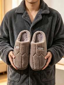 1 Pair Comfortable Women's Fuzzy Slippers, Warm And Breathable Indoor House Shoes, Thermal Slippers, Suitable For All Seasons - Coffee Brown - View 2