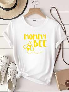 Damen T-Shirt mit buntem Aufdruck - Mommy Bee Family Matching Beekeeper Mom Mama Damen Unisex T-Shirt - Weiss - Übersicht 1