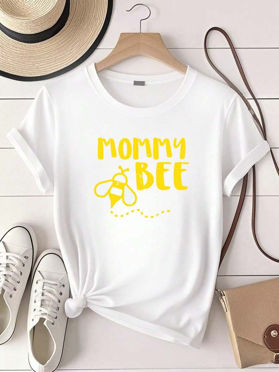 Damen T-Shirt mit buntem Aufdruck - Mommy Bee Family Matching Beekeeper Mom Mama Damen Unisex T-Shirt - Weiss - Übersicht 1