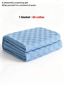 1pc Soft & Comfortable New Pure Cotton Knit Blanket - Ultra-Thin Breathable Design | All-Season Bedding | Ideal For Summer And Night Sweating | Modern Soft Texture Blanket | Easy Care Fabric | Machine Washable, Suitable For Bed, Sofa - Perfect For Relaxing And Cuddling - Blanket - Light Blue - View 8