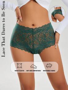 Temptuelle Mid Waist Floral Lace Women's Panties, Scallop Trim Breathable Briefs, Stretchy Comfy Underwear For Daily Wear - View 3