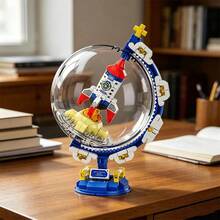 Cosmic Pioneer Space Building Block Set, With Transparent Globe Display Stand, 6 Styles Of Rockets And Astronauts, DIY Assembly Model Kit As Christmas Birthday Gift, For Home Collection And Desktop Decoration, Ideal Space Theme And Science Enthusiast Gift. - Multicolor - View 16