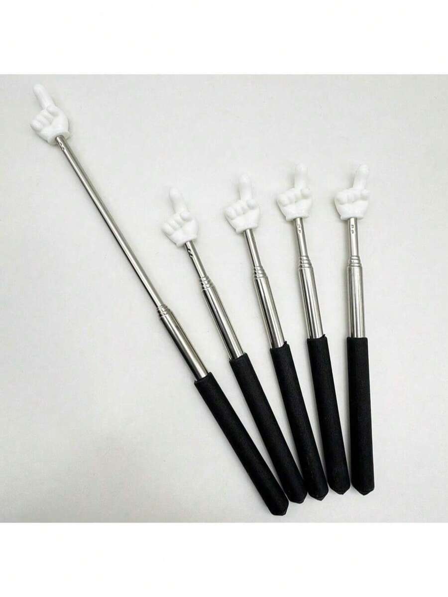 6pcs (Random Style & Color) / 1pc Telescopic Teacher Pointer, Retractable Finger Pointer, Mini Telescopic Classroom Pointer, Suitable For Elementary School & Kindergarten Teachers, Classroom Supplies, (1pc Pink, 1pc Purple, 1pc Yellow, 1pc Blue, 1pc Green, 1pc Upgraded Thickened Black) Random Style & Color, Multi-Functional Telescopic Presentation Pointer, Back To School / Halloween / Christmas Essential