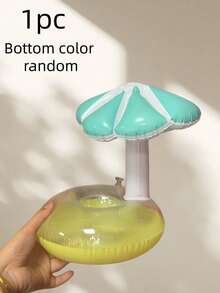 1pc Dual-Color Mushroom Shaped Floating Cup Holder, PVC Inflatable Water Floating Beverage Cup Pad, Suitable For Pool, Lake, Boat, Beach Party, Can Hold Cans, Bottled Drinks Or Coffee Mugs, Fun Pool Accessory - Mushroom Umbrella - View 5