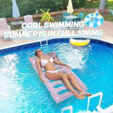 1pc Inflatable Mesh Pool Hammock - Striped Adult Lounge Chair, Suitable For Vacation, Party And Relaxation. Available In Pink, Yellow, White, Green And Blue. Outdoor Hammock, Beach And Swimming Pool Essential, Perfect For Photography - Multicolor - View 4