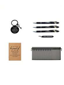 4/12/20pcs Set, Team Gift, Employee Appreciation Gift, Bamboo Ballpoint Pen And Small Inspirational Notebook, With Inspirational Keychain And Bag, Suitable For Office Employees, Volunteers, Nurses, Teachers, Colleagues, Team Building, Retirement Gift (4pcs Set = 1 Bamboo Ballpoint Pen + 1 Small Inspirational Notebook + 1 Inspirational Keychain + 1 Bag) - Multicolor - View 9