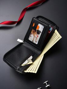 New Men's Short Wallet, Fashion Casual Large Capacity Multi-Card Slot Vintage Zipper Wallet - Multicolor - View 6